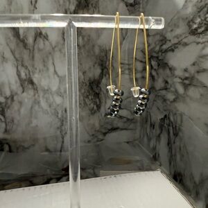 Black Hematite Threader Hoop Earrings